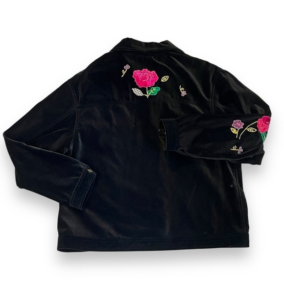 Vintage Susan Bristol Jacket Black Velvet Embroidered Beaded Flowers Size Large - Picture 5 of 10